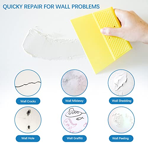 Drywall Repair Kit,Drywall Hole Patch Repair Kit to Fix Wall Surface Holes and Creak Damage with White Repair Putty 17OZ,8PCS Aluminum Repair Patchs,Scraper,Sanding Pad Fill Quick and Easy Solution - color: 19-in-1 SET (2 Cans of Spackle)