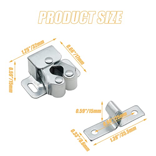 Double Roller Catch with Spear, Silver, 4 Pack - color: Silver