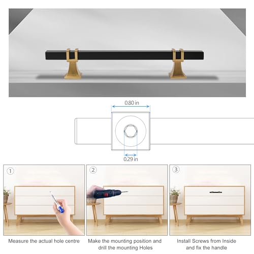 Cabinet Pulls Matte Black and Gold Cabinet Handles, 10 Pack 5 Inch Kitchen Door Cupboard Wardrobe Drawer Handles, Cabinet Hardware Bar Drawer Pulls, 128mm Hole Centers - color: Black and Gold, size: 5 inch Hole Centers Pull