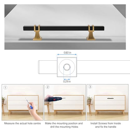 Cabinet Pulls Matte Black and Gold Cabinet Handles, 10 Pack 5 Inch Kitchen Door Cupboard Wardrobe Drawer Handles, Cabinet Hardware Bar Drawer Pulls, 128mm Hole Centers - color: Black and Gold, size: 5 inch Hole Centers Pull