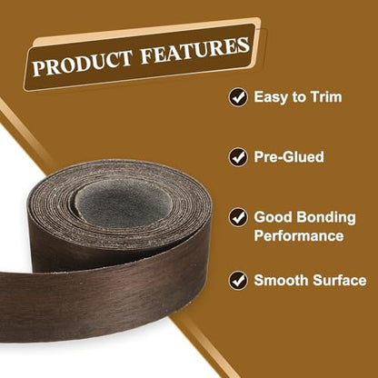 uxcell 1-1/2 Inch x 13ft Wood Veneer Edge Banding, Pre-Glued Flexible Eucalyptus Edging Strips, Iron on with Hot Melt Adhesive Wood Tape for Cabinet Repair and Furniture Restoration - size: 1-1/2 Inch x 13ft
