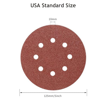 50 PCS 5 Inch 8 Hole Sanding Discs 60-320 Mixed Grit