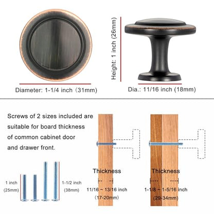 KOOFIZO 10 Pack Oil Rubbed Bronze Cabinet Knobs Pull Round Single Hole 1960 - color: Oil Rubbed Bronze, size: Knob 1 - 10Pcs, style: Round