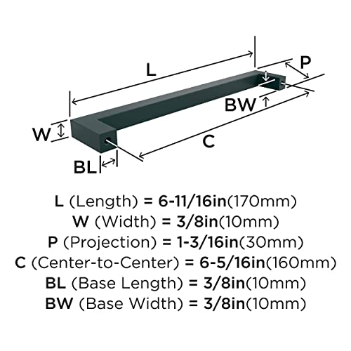 Amerock 6-5/16" Monument Matte Black Drawer Pull - color: Matte Black, size: 6-5/16 Inch (160 mm) Center-to-Center