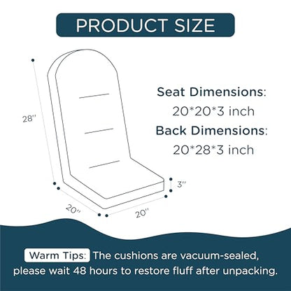 Codi Large Rocking Chair Cushion for Adirondack Chairs, Grey, 1 Pack - color: Grey, size: 20"x20"/20"x28" - Jumbo 1PK