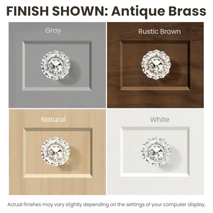8 Pack Antique Brass Cabinet knobs, Round Glass Cabinet Knobs and Pulls - color: Aged Bronze, size: 8 Pack (36mm)