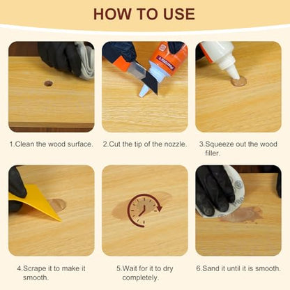 Wood Filler, Wood Putty, 2 Pack Natural Water-Based Wood Repair Kit - color: Natural
