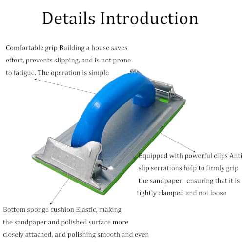 2Pcs Hand Sander with Comfortable Plastic Handle, Manual Sandpaper Holder Block for Drywall, Wood, Metal, Furniture Polishing, Heavy-Duty Sanding Tool with Secure Sandpaper Clamp Blue - color: Black
