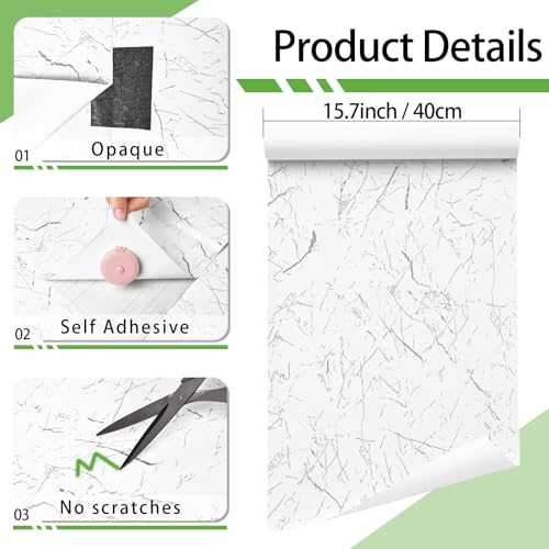 Fititem Marble Contact Paper for Countertop Kitchen Cabinet 15.7”×197” - size: 15.7" x 197"