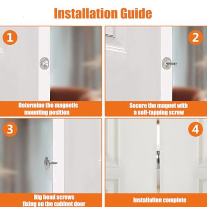 12 Sets Slim Disc Magnet Door Latch Catch Closures, Cabinet Magnetic Door Lock with Hole Round for Kitchen Cupboard Closet Barn