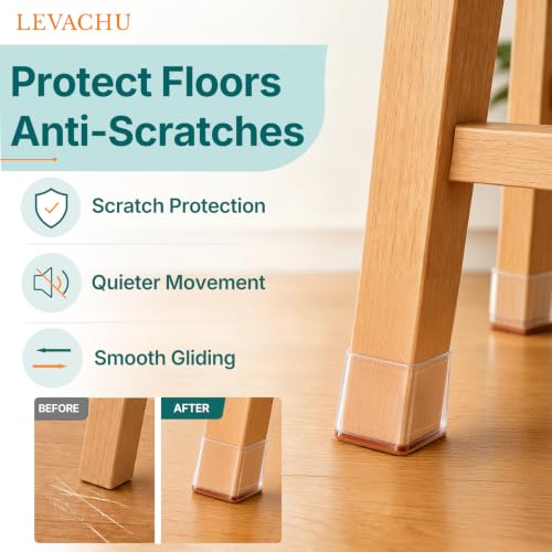 24 Pack Chair Leg Floor Protectors, Chair Leg Caps Square M - size: Square M
