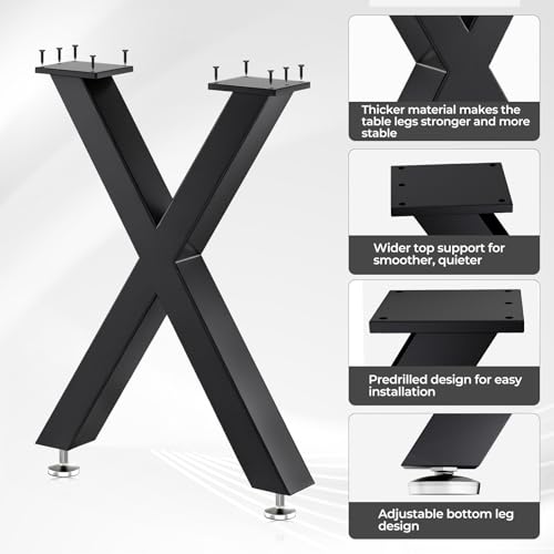 Heavy Duty X Shape Metal Table Legs, Replacement Legs for Dining Table - color: X-shape, size: 28"H16"W