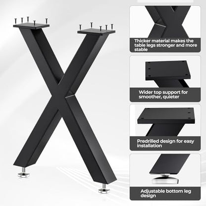 Heavy Duty X Shape Metal Table Legs, Replacement Legs for Dining Table - color: X-shape, size: 28"H16"W