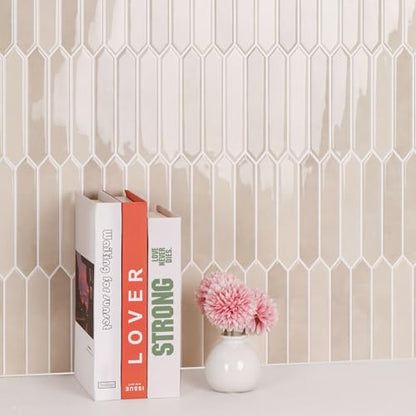 10-Sheet Peel and Stick Backsplash Tile, Self-Adhesive Beige Long Hexagon Wall Tiles, Stick on Backsplash for Kitchen, Bathroom, Fireplace, RV, Thicker Design(12"×12"). - color: Beige