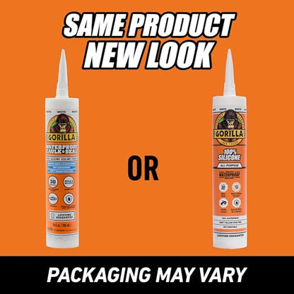 Gorilla 100% Silicone Waterproof Caulk, All-Purpose, White, 10 oz Cartridge - color: White, size: 10oz