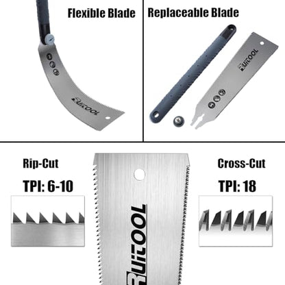 RUITOOL Japanese Hand Saw, 10 Inch Double Edge Ryoba Pull Saw for Flush Cut