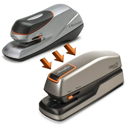 Swingline Electric Stapler, 20 Sheet Capacity, Optima 20, Jam Free, Compact, Automatic or Manual, Plug In or Battery, Orange and Gray (48207) - size: 20 Sheet, style: Half Strip (Compact) (Pack of 1)