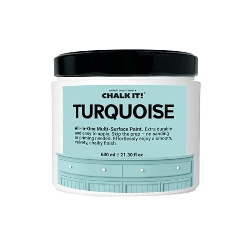 CHALK IT! All-in-One Multi-Surface Chalk Paint for Furniture & Cabinets - No Sanding, No Primer, Built-In Top Coat Water-Based, Low-Odor, Fast-Drying, Matte Finish (Turquoise) - color: Turquoise