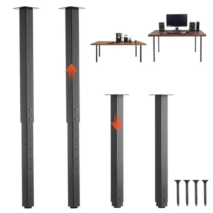 VEVOR Adjustable Table Legs, 24-40 in Square Steel Furniture Legs, 1200 lbs Max Load Heavy Duty, Quick Installation, Ideal for Home Office Desk DIY, Coffee Dinner Bar Tables, Workbenches, 4 PCS, Black - size: 3.9 x 3.9 x (23.6-40) in