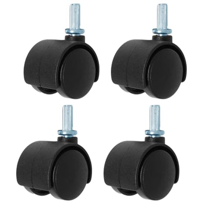 Plastic Casters Set of 4, M6 Straight-Grained Rod Caster Wheels 1 inch, Black Nylon Swivel Caster Wheels Replacement for Furniture, Office Chair, Table, Cabinet, Shelf - style: 1 Inch-M6 Straight-grained Rod