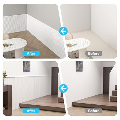 Art3d 79.3 x 40.7 Inch Beaded Wainscoting Wall Panel, 22.38 sq.ft, White - color: White, size: 79.3"x40.7"