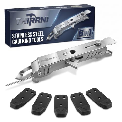 Caulking Tool Kit Caulk Remover Tool 6 in 1 Stainless Steel - color: ‎platinum