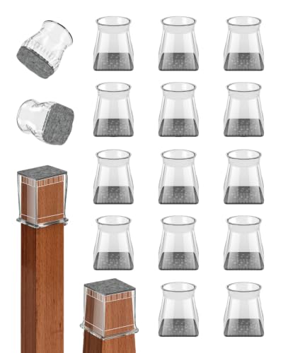 24 Pcs Chair Leg Floor Protectors for Hardwood Floors - color: Clear（24pcs）, size: Square S