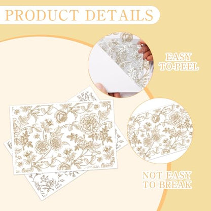 4 Pcs Large Chinoiserie Floral Rub-On Transfers for Furniture & Crafts - style: Chinoiserie Floral