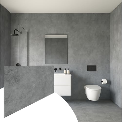 Dundee Deco Faux Concrete Panels - 2 ft X 4 ft - Matte, Waterproof DIY Decorative Panels for Walls and Floors - Grey - Set of 4 - Covers 31 sq ft - color: Gray, size: 31 sq ft; 24" x 47", Pack of 4