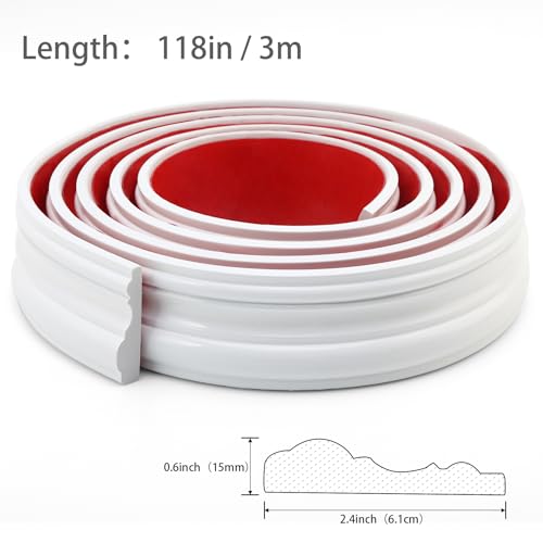 Peel and Stick Wall Molding Trim, Flexible Chair Rail Moulding Strip for Mirror Frame, Wall Protection and Home DIY Decoration (118'' x 2.4'') - size: 118'' x 2.4''