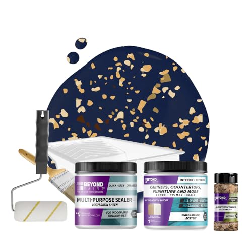 Beyond Paint Countertop Makeover Kit with Paint, Sealer, Flecks and Tools for Countertops, Navy - color: Navy