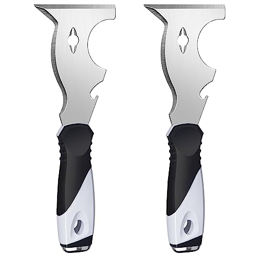 Mister Rui 2PC 10-in-1 Paint Scraper, MultiUse Putty Knife Tool, Hammer End
