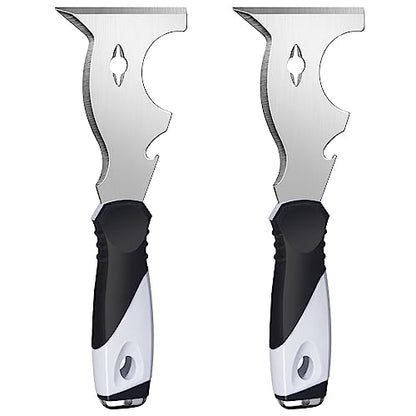 Mister Rui 2PC 10-in-1 Paint Scraper, MultiUse Putty Knife Tool, Hammer End