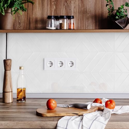 STICKGOO Herringbone Peel and Stick Backsplash, Pure White, 10 Sheets - color: Pure White, size: Pack of 10