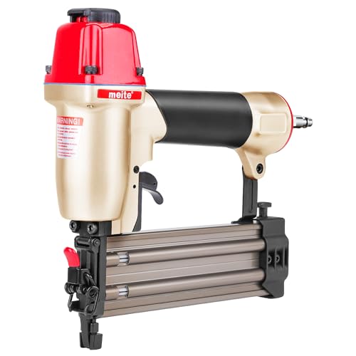 meite F50C Pneumatic Brad Nailer with Safety Nose, Air 18 Gauge Brad Nailer Small Finish Nail Gun for Trim Work, Fires 18 Gauge Brad Nails 5/8 Inch to 2 Inch