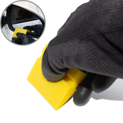 Spanno Vinyl Wrap Tools Kit Window Tint Kits for Automotive, Include Pro Wrapping Squeegee, Plastic Scraper, Felt Squeegee, Vinyl Wrap Gloves, Cleaning Cloth, Rubber Waterblade and Utility Knife - color: Yellow
