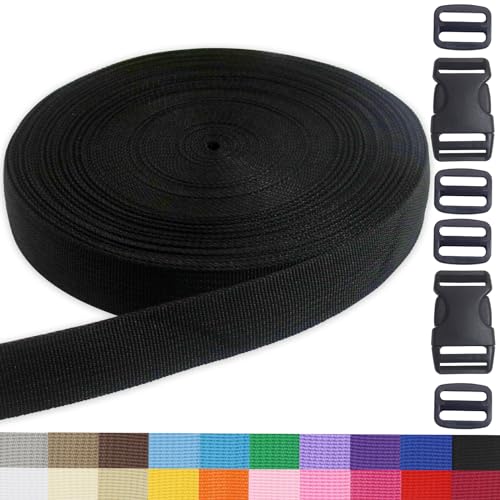 Black 1inch Webbing Strap Kit for DIY Crafts-Backpacks-20yds - color: Black