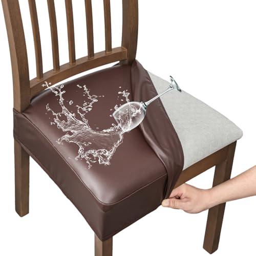 FUANGUI Dining Chair Covers Set of 2, Kitchen Chair Seat Covers - color: Pu-coffce