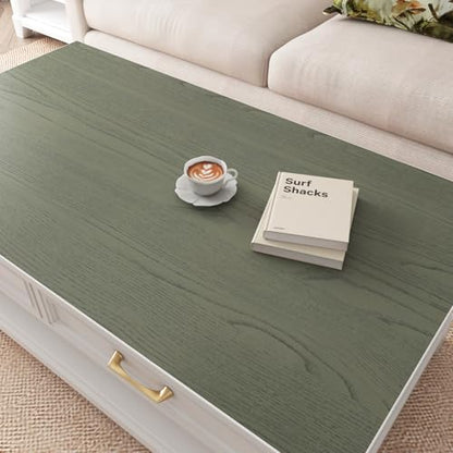Decotalk Green Wood Contact Paper Peel and Stick Wooden Countertop Wood Contact-Paper 17.7x200 Inch Wood-Look Contact Paper Woods Wallpaper Green Wood Vinyl Wrap Wood-Grain Contact-Paper Woods - size: 17.7" x 200"
