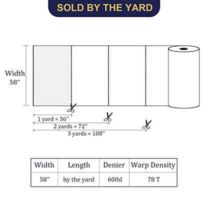 Waterproof Canvas Fabric by The Yard 600D Upholstery Outdoor Fabric 58”W - color: Black, size: 15 Yards 58" x 540"