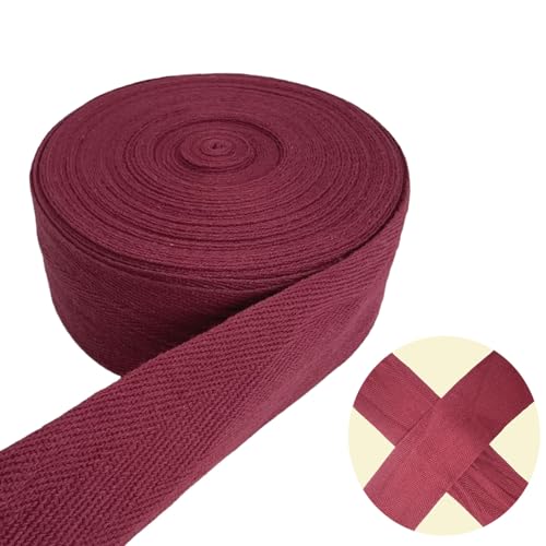 Maroon 2''Cotton Herringbone Twill Tape 15Yds Binding Trim - color: Maroon