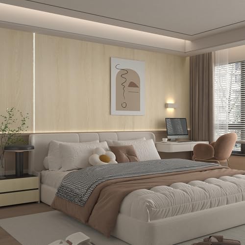 15.7"x196" Beige Wood Contact Paper Wood Grain Peel and Stick Wallpaper - size: 15.7" x 196.9"