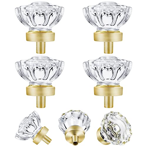 Crystal Drawer Knobs Vintage 4 Pack, Glass Knobs for Cabinets and Drawers,Dresser, Kitchen Bathroom Cupboard, Brushed Brass(37×36mm, Round), Satin Brass - color: Satin Brass, size: 4 Pack (36mm)