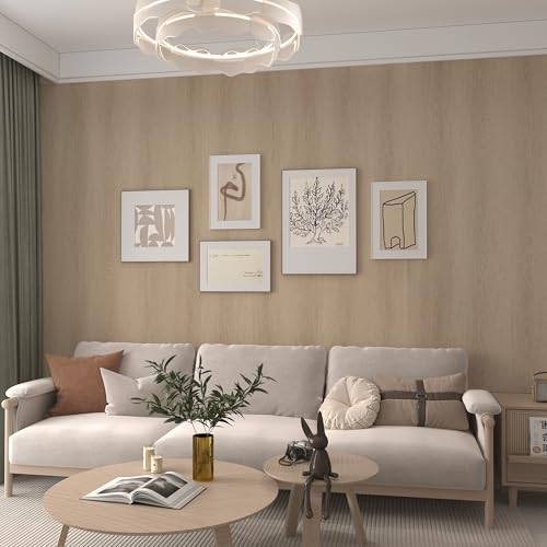 24x197inch Wide Brown Wood Contact Paper Peel and Stick Countertop Oak Walnut Textured Wallpaper Light Wood Grain Vinyl Wrap Air Guide Slot Design Matte Thickened Self-Adhesive Waterproof Wall Sticker - color: Light Brown, size: 24" x 197"