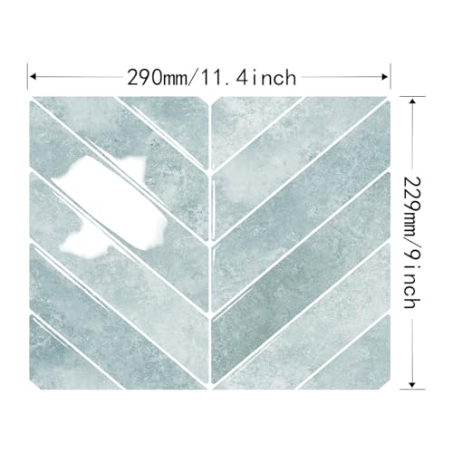 Alwayspon 10 Sheets 10"x10" Blue 3D Vinyl Backsplash Tiles, Self-Adhesive Peel and Stick Wall Tile Stickers Stick on Subway Tiles for Kitchen Bathroom Wall, 0273 - color: Blue