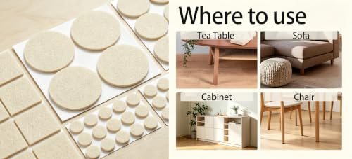 New Talent 136 PCS Premium Furniture Pads Felt Furniture Pads- Felt Pads Furniture Feet Best Wood Floor Protectors - Protect Your Hardwood & Laminate Flooring! Brown - size: 136pcs Brown, Round & Square
