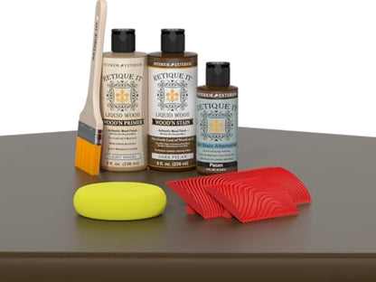 Retique It Wood Finished Kit - Go Beyond Faux Wood with Wood'n Stain (1. Mantel, 50 Dark Pecan) - color: 50 Pecan, style: 1. Mantel
