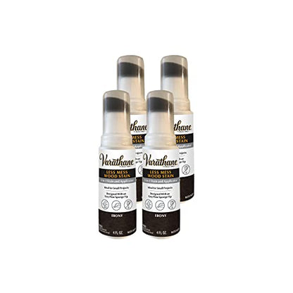 Varathane Less Mess Ebony Wood Stain & Applicator - color: Ebony, size: 4 Ounce (Pack of 4)