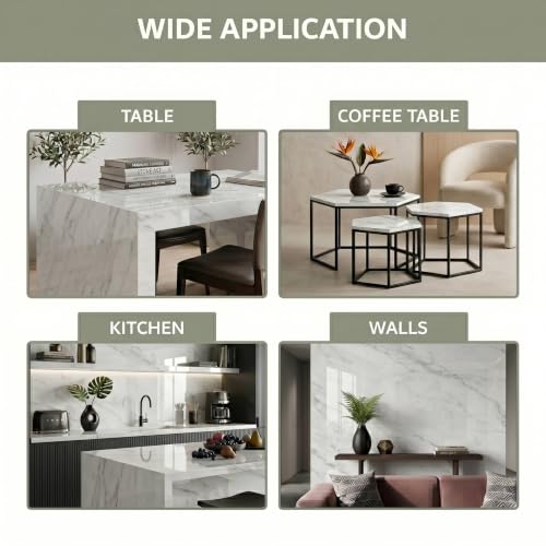 Extra-Thick Marble Contact Paper (High Gloss, Bianco White) 39.4" x 118.1" - color: Bianco White (High Gloss), size: 39.4" x 118.1"