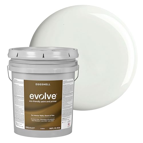 EVOLVE Paint & Primer: Environment-friendly, Low Sheen with One-coat Coverage for Interior & Exterior surfaces (Antique White, 5-Gallon) - color: Antique White, size: 640 Fl Oz (Pack of 1)